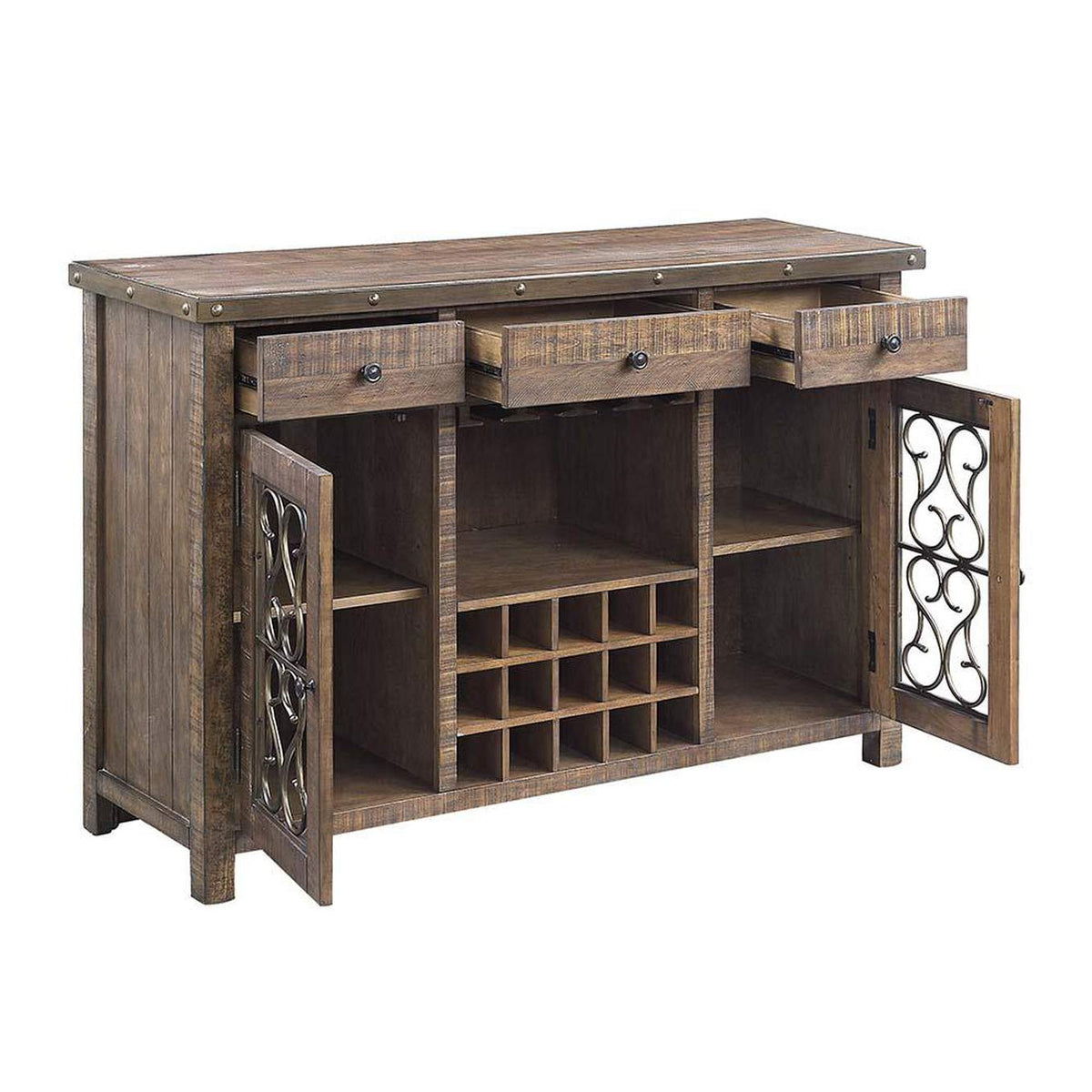 DN00983 Raphaela Server with Cup Holder and Wine Rack