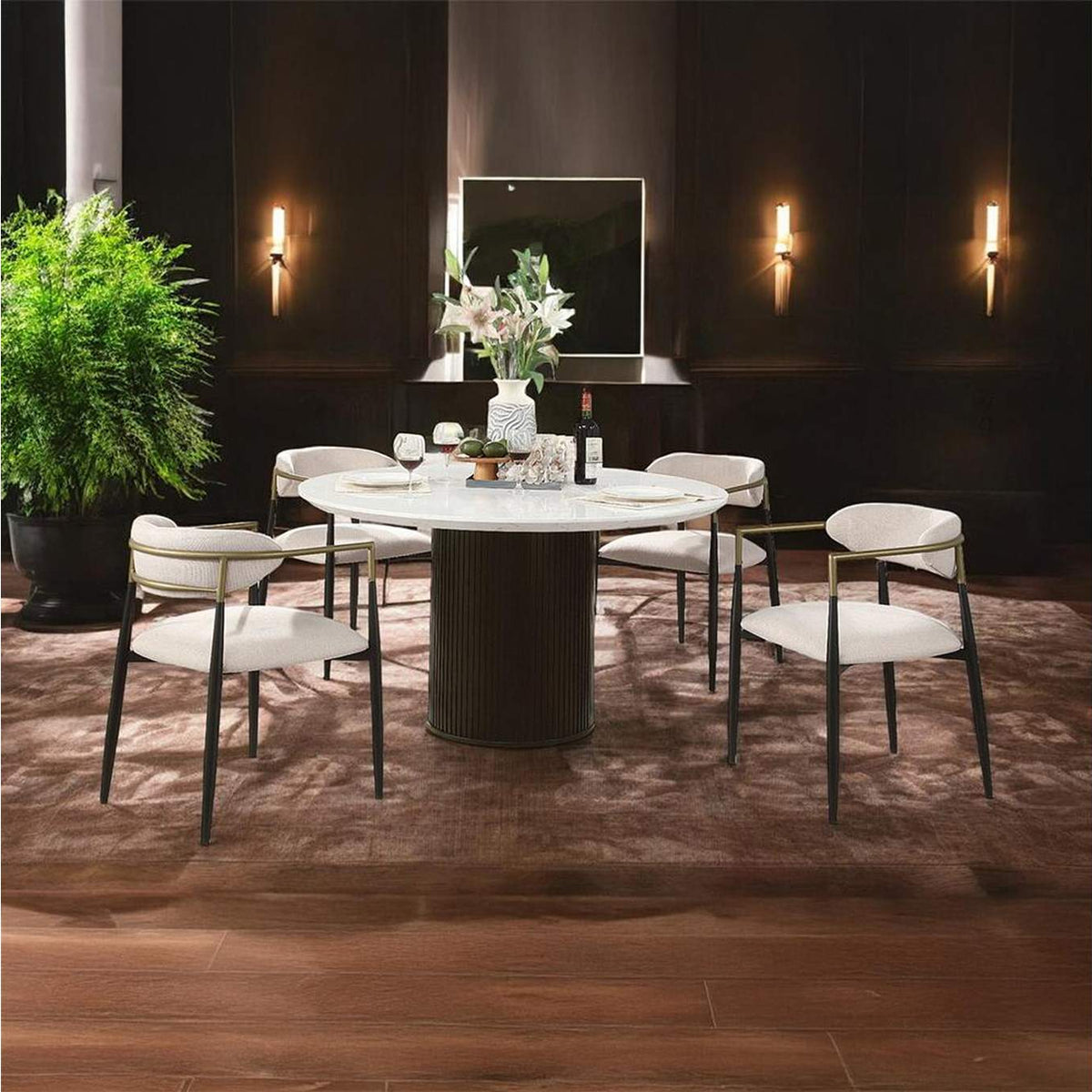 DN02141 Jaramillo Round Dining Table with Engineered Marble Top