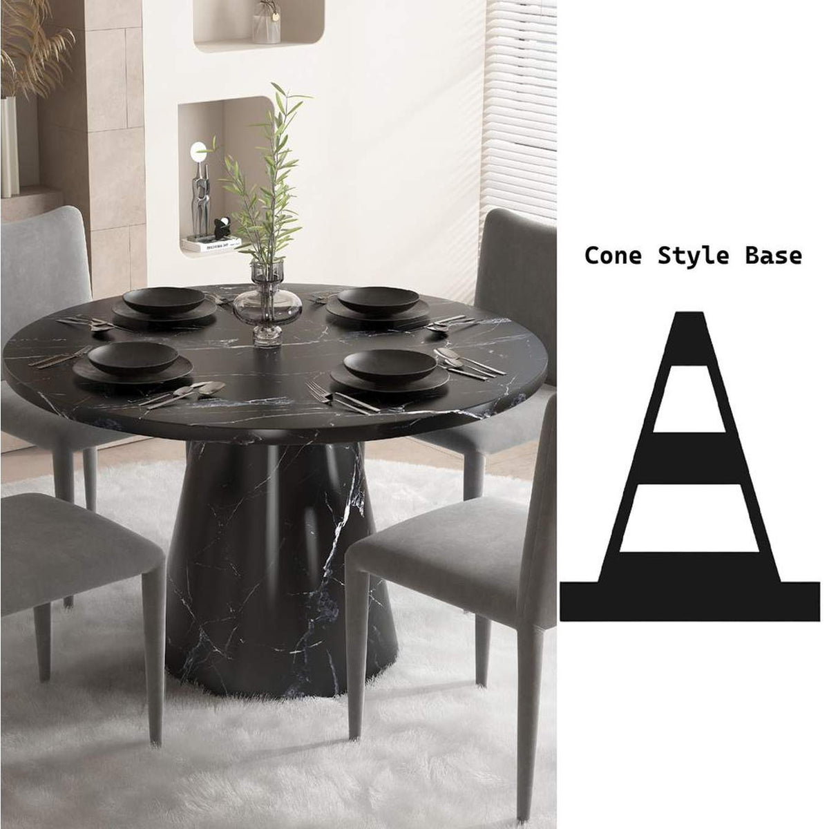 DN02155 Hollis Dining Table with Engineered Stone Top