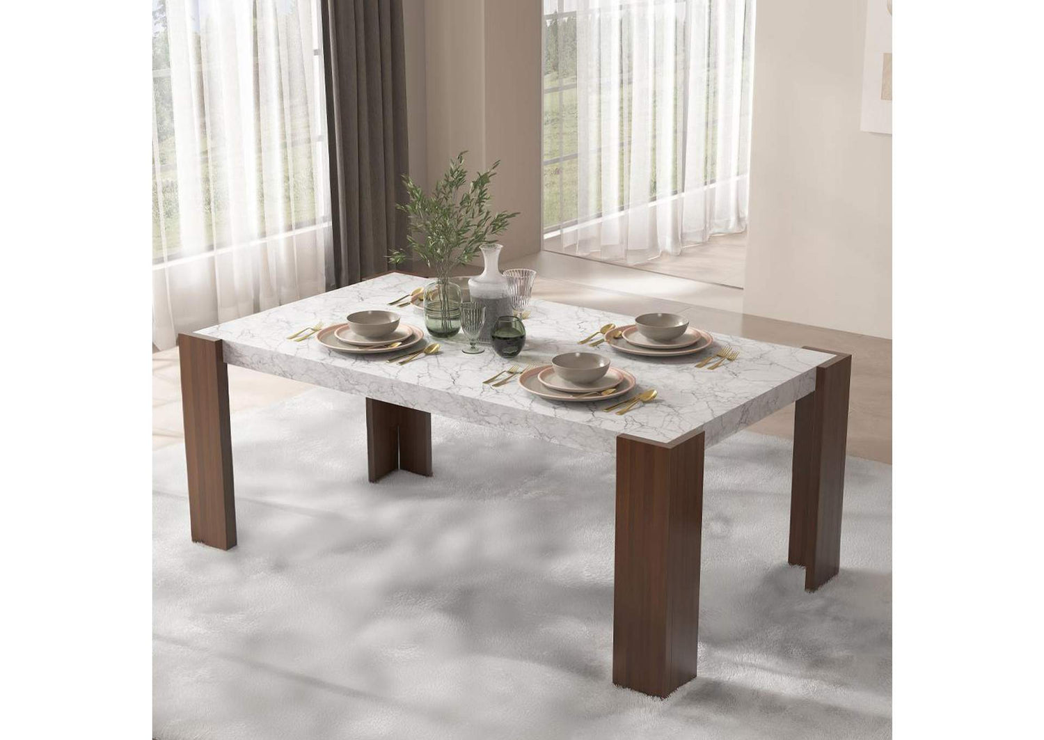 DN02157 Hettie Dining Table with Engineeed Stone Top