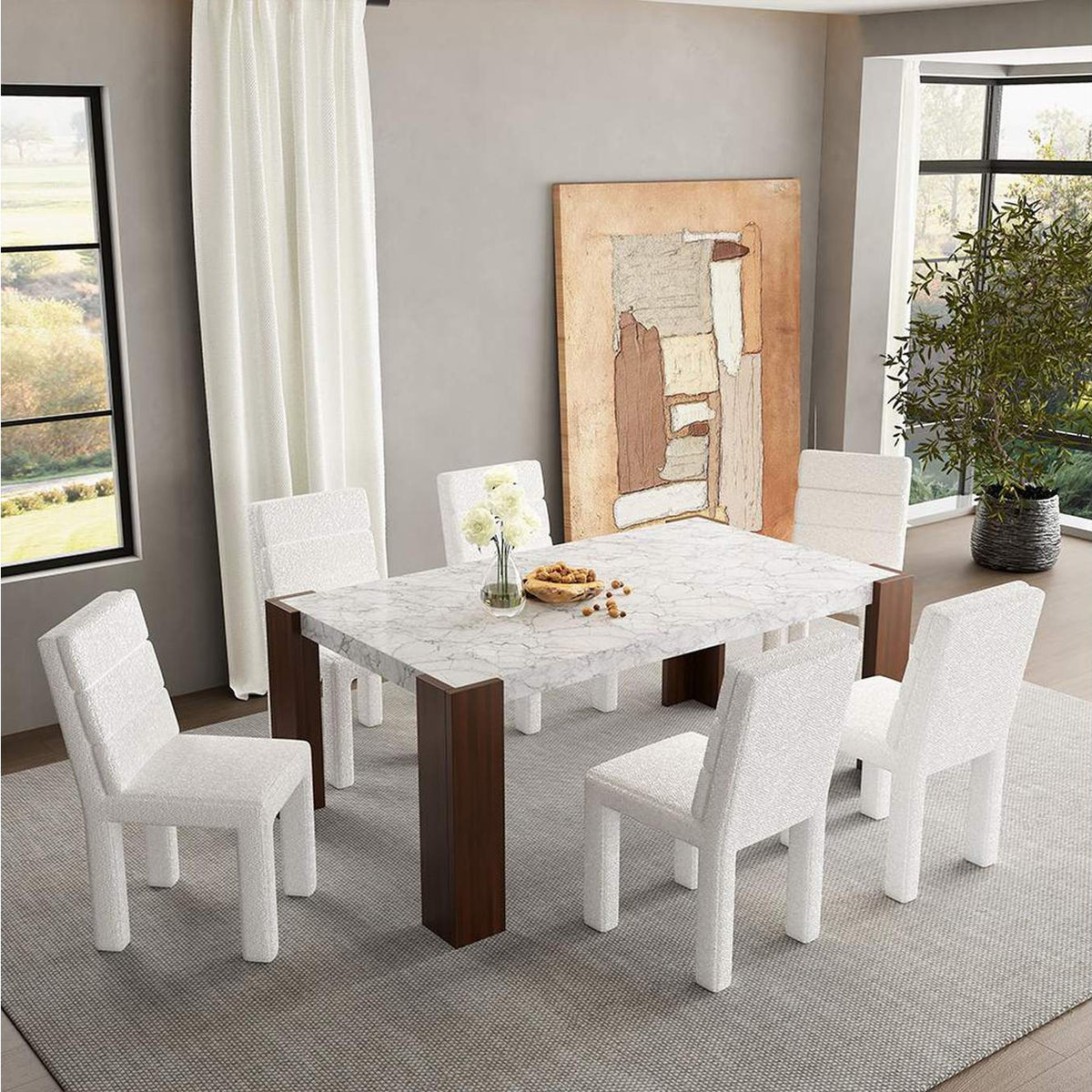 DN02157 Hettie Dining Table with Engineeed Stone Top
