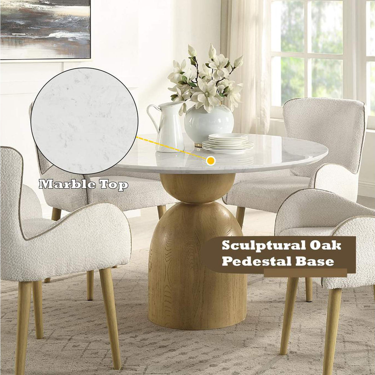 DN02390 Kala Round Dining Table with Marble Top