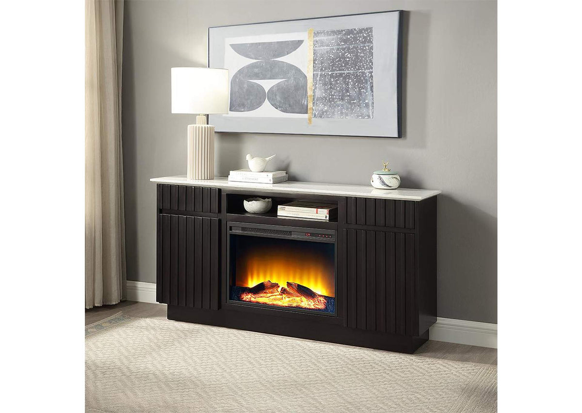 DN02718 Jaramillo Server with Natural Marble Top and Fireplace