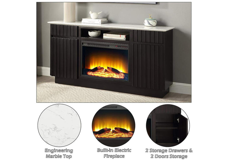 DN02718 Jaramillo Server with Natural Marble Top and Fireplace