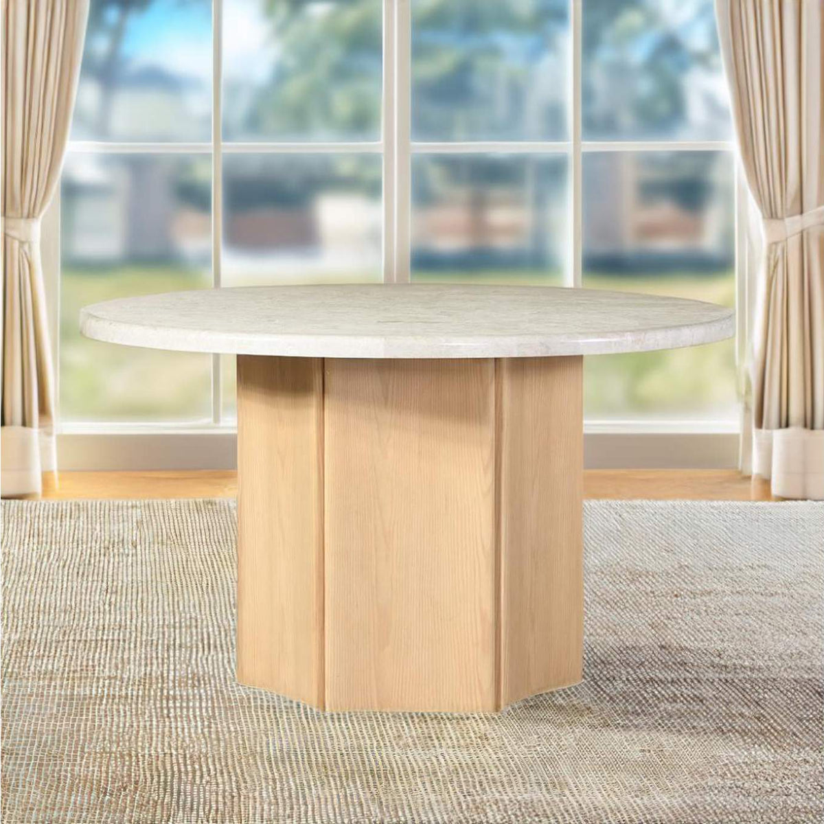 DN02875 Qwin Round Dining Table with Marble Top