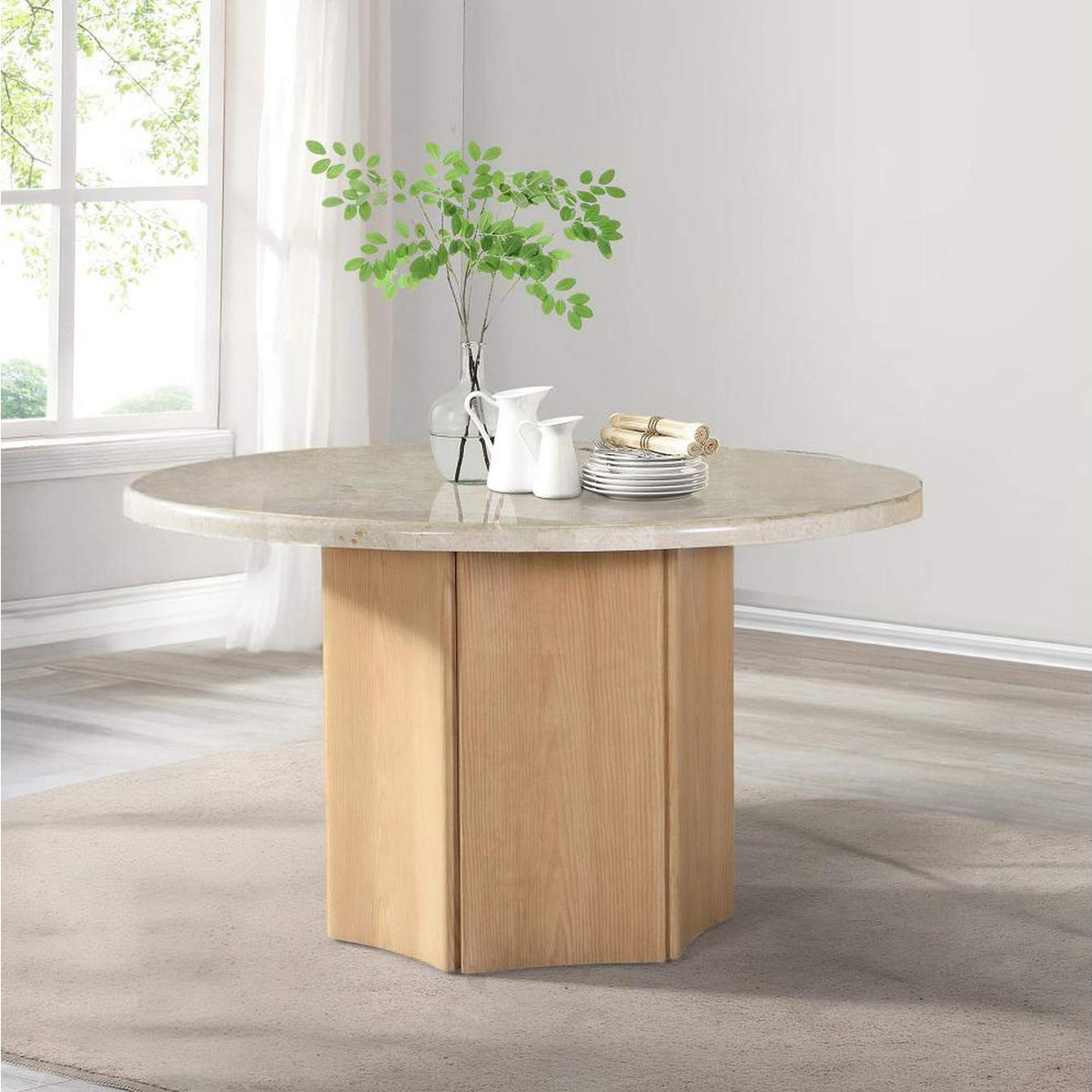 DN02875 Qwin Round Dining Table with Marble Top