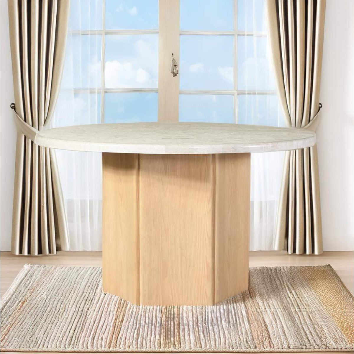 DN02875 Qwin Round Dining Table with Marble Top