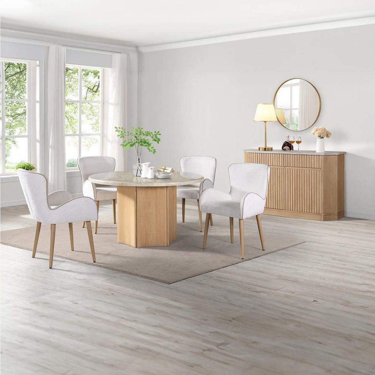 DN02875 Qwin Round Dining Table with Marble Top