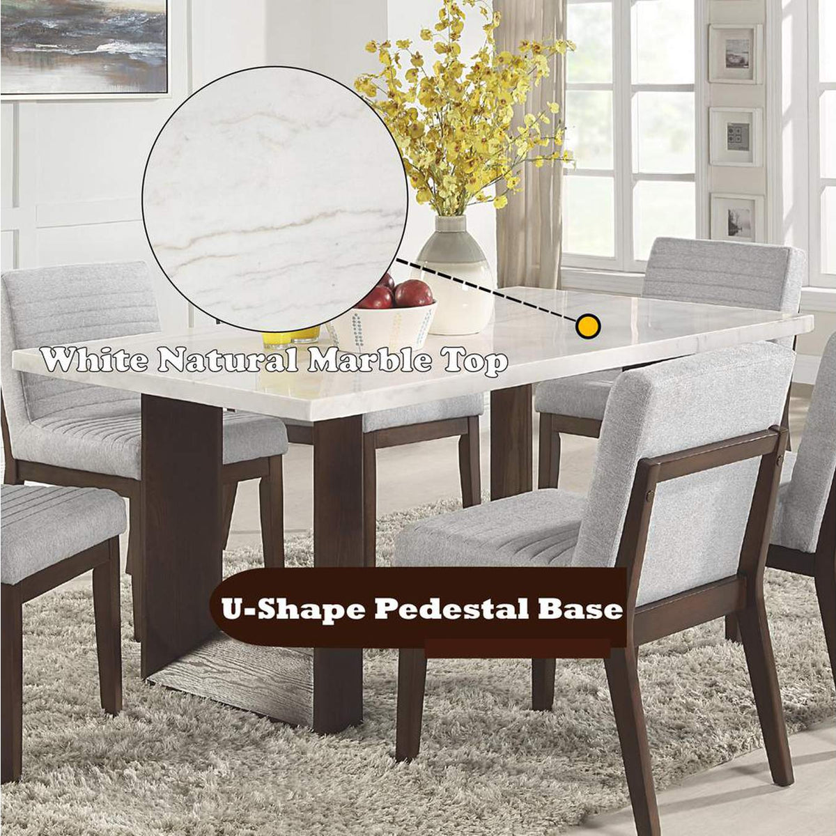 DN03195 Edwyn Dining Table with Marble Top