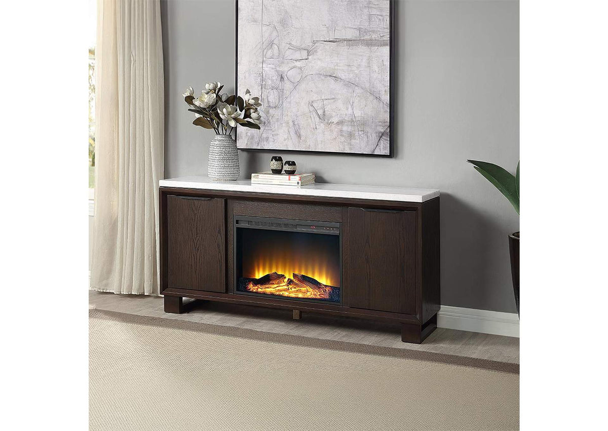 DN03199 Edwyn Server with Natural Marble Top and Fireplace