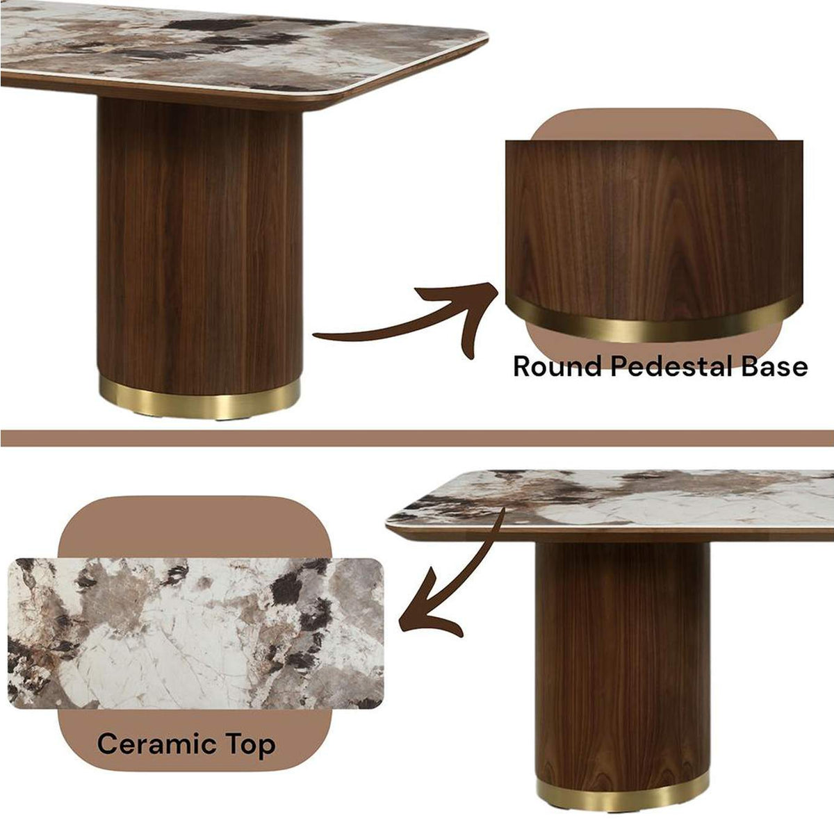 DN03305 Willene Dining Table with Ceramic Top