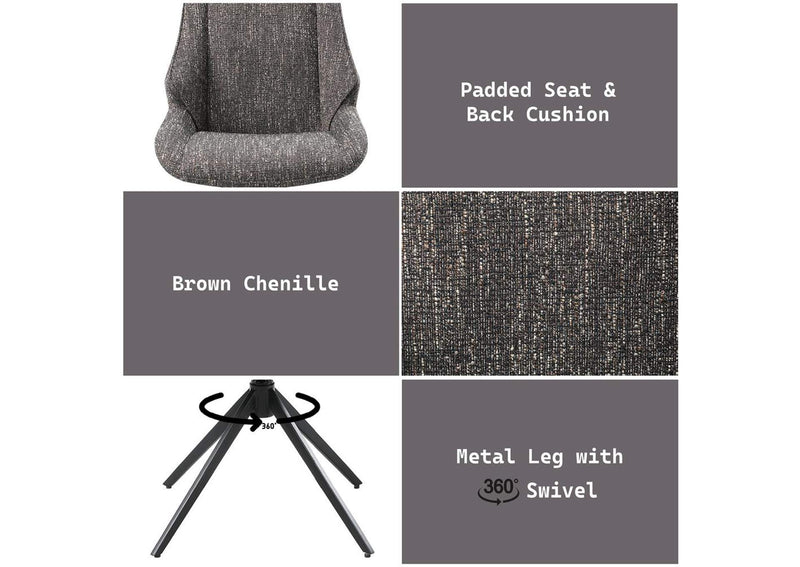 DN03596 Malika Side Chair with Swivel - Set of 2