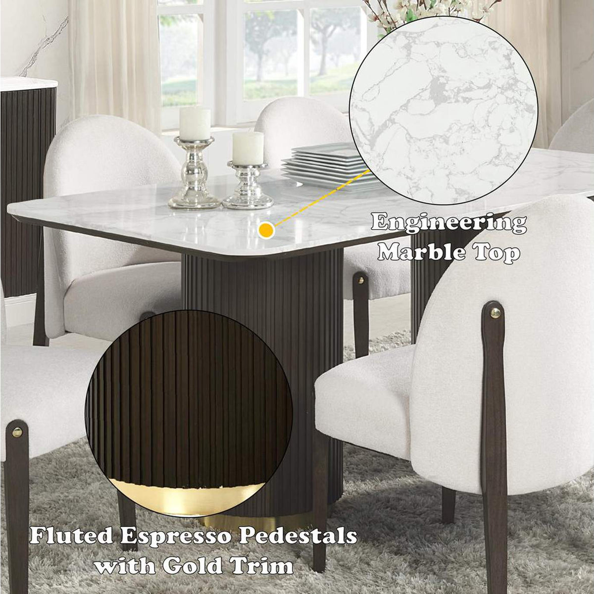DN03940 Clayten Dining Table with Marble Top