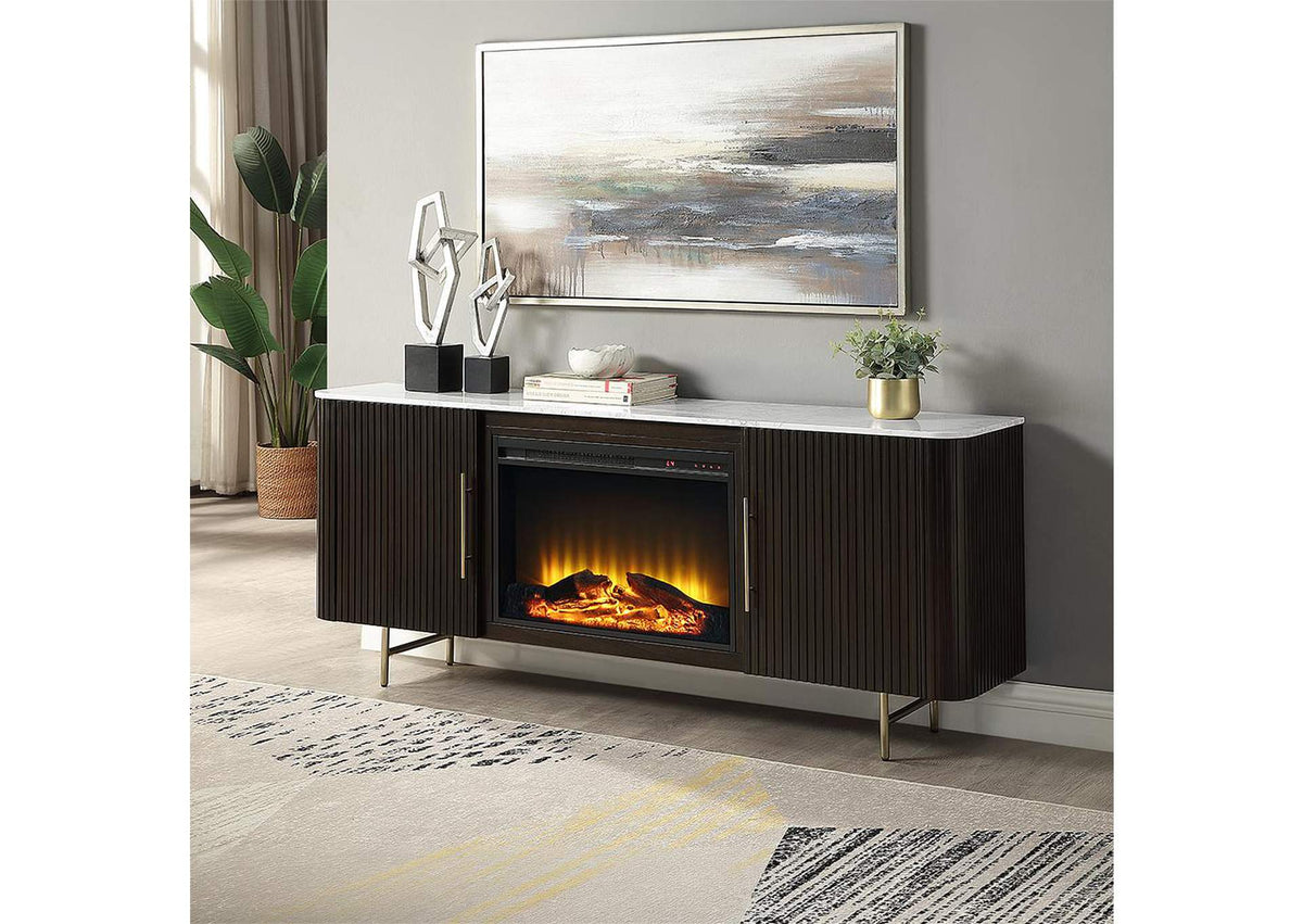 DN03944 Clayten Server with Marble Top and Fireplace