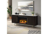 DN03944 Clayten Server with Marble Top and Fireplace