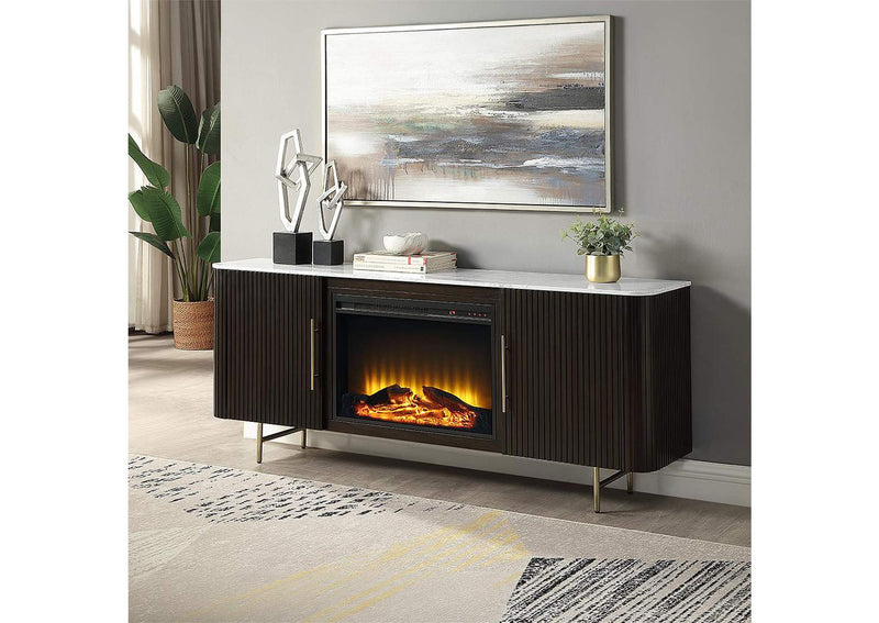 DN03944 Clayten Server with Marble Top and Fireplace