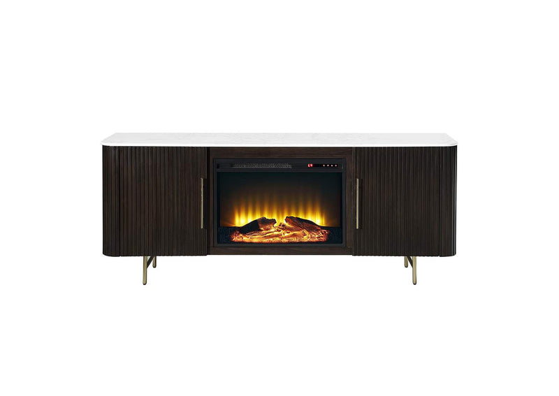 DN03944 Clayten Server with Marble Top and Fireplace