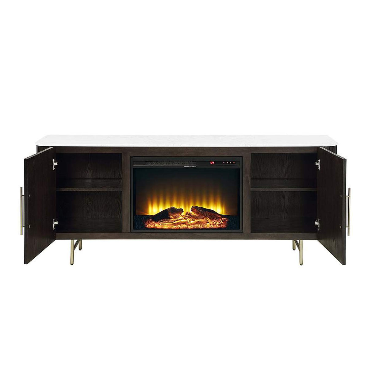 DN03944 Clayten Server with Marble Top and Fireplace