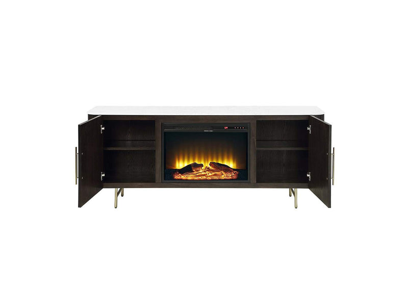 DN03944 Clayten Server with Marble Top and Fireplace
