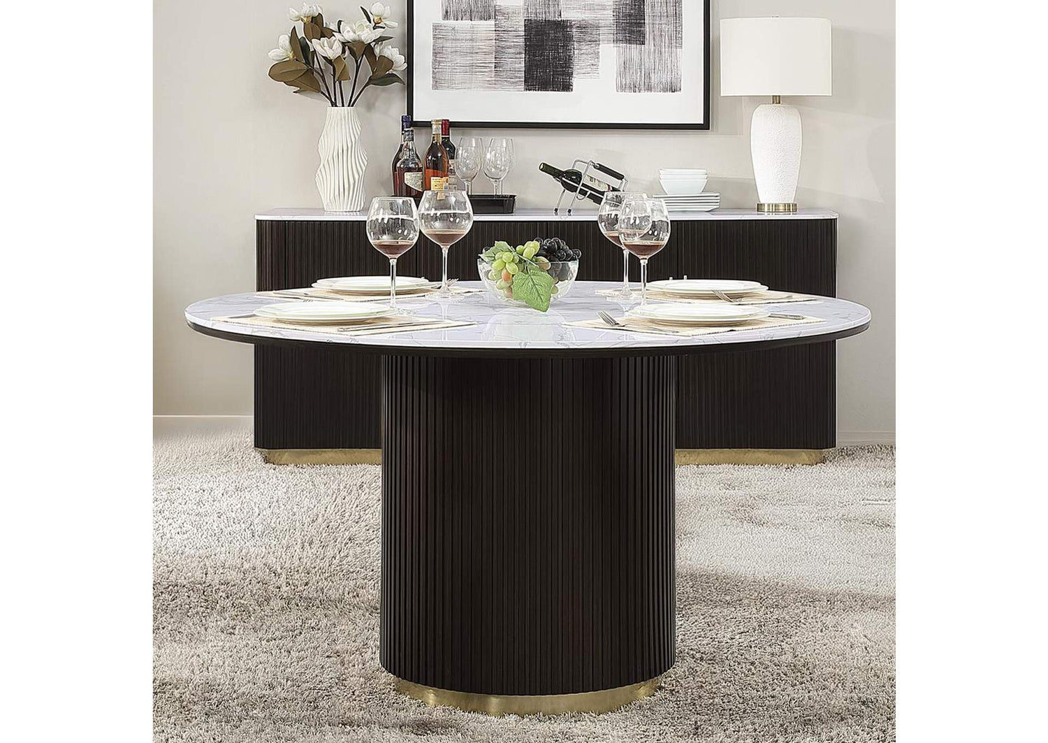 DN03950 Clayten Round Dining Table with Marble
