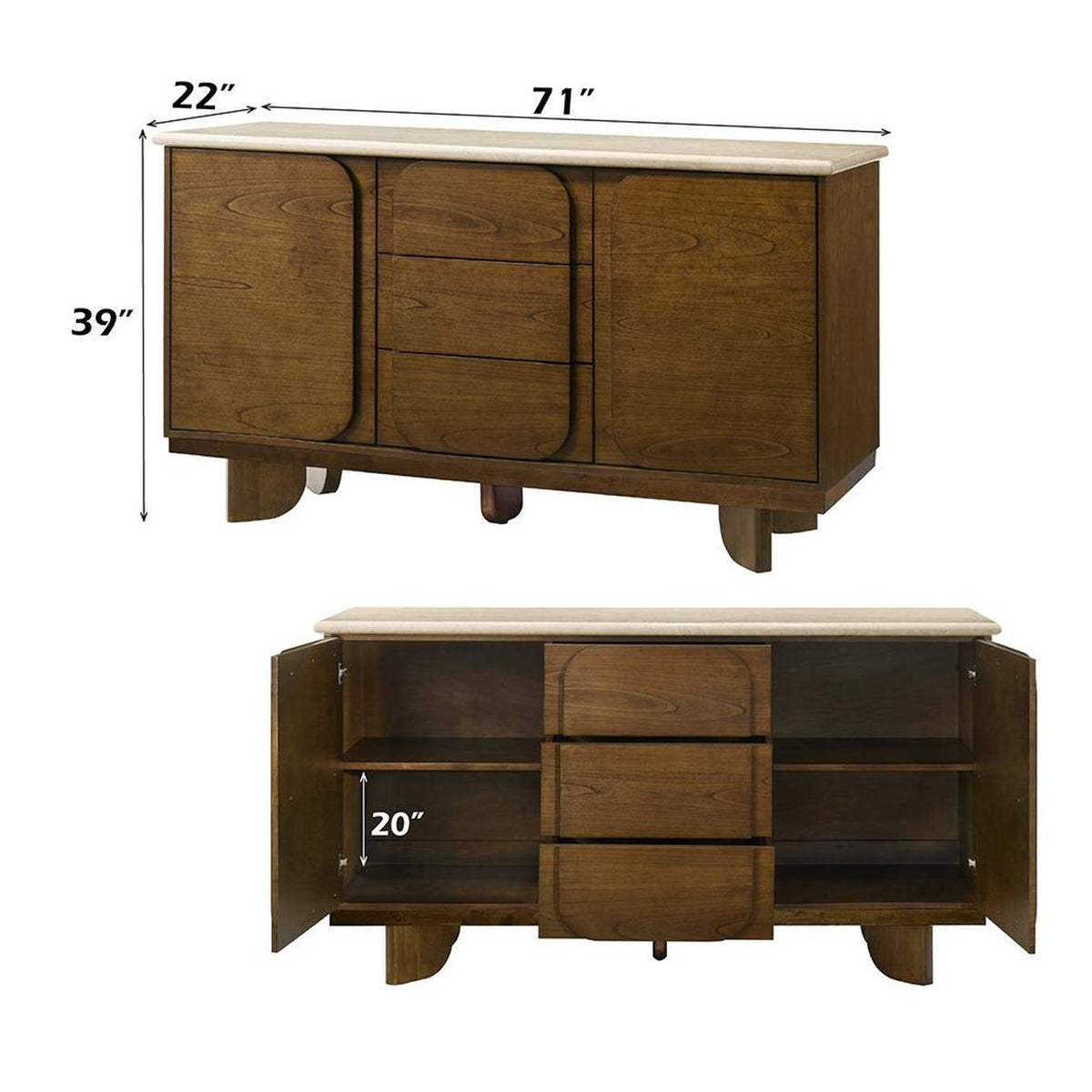 DN04668 Kasha Server with Natural Marble Top
