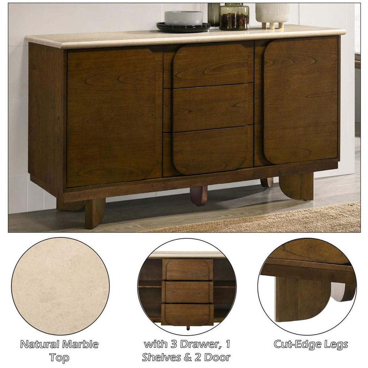 DN04668 Kasha Server with Natural Marble Top
