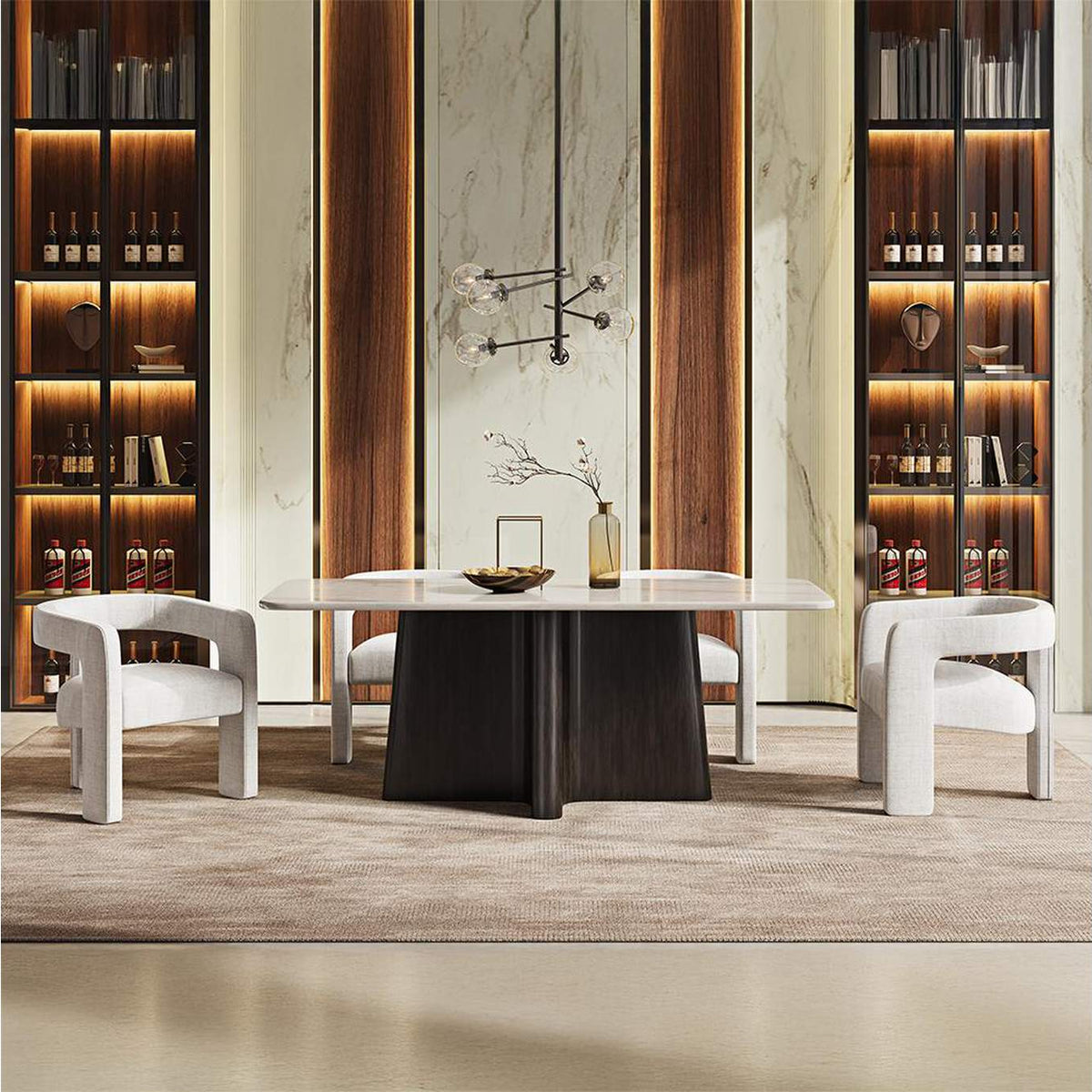 DN04775 Jacory Dining Table with Bottocino Marble Top