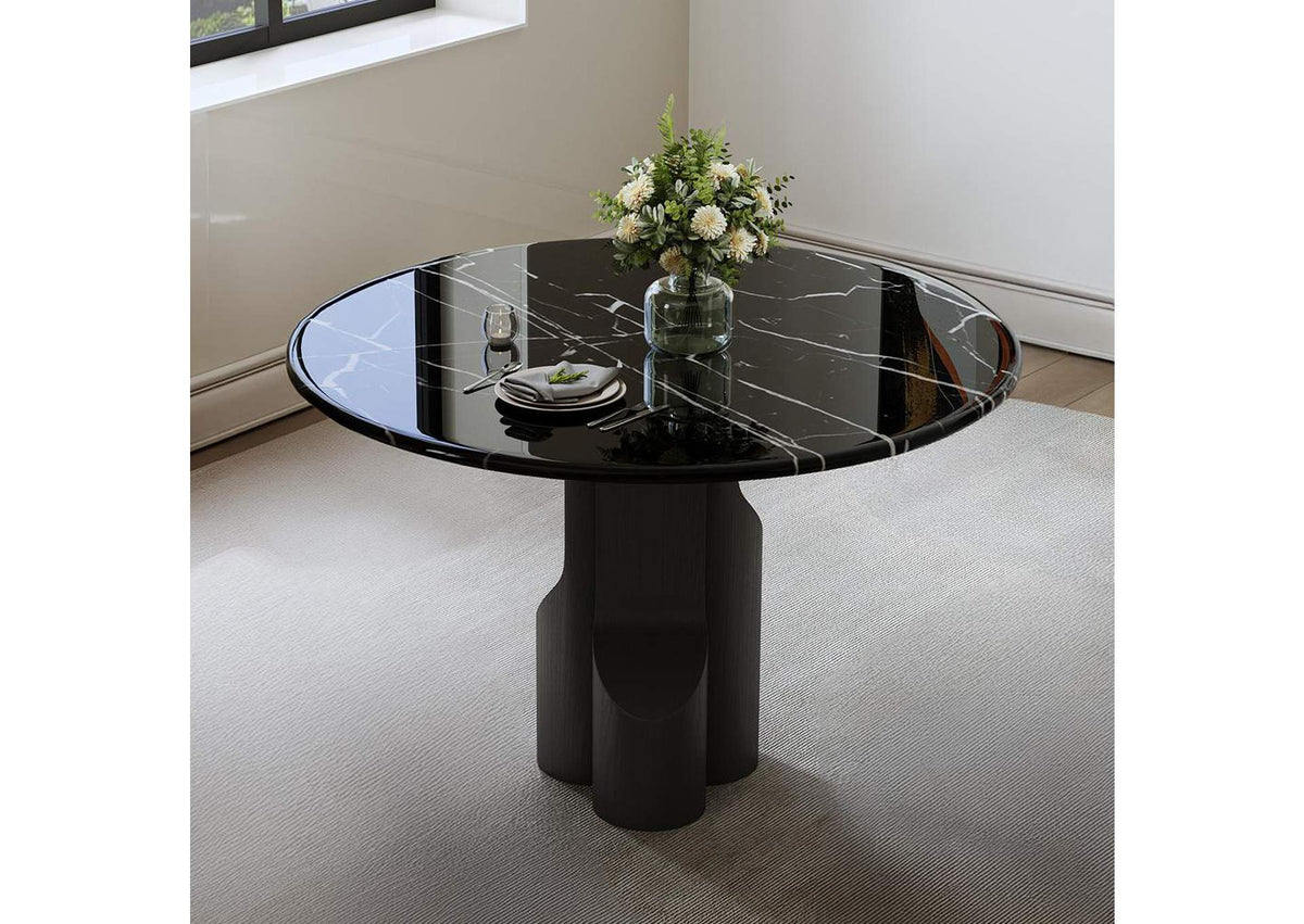 DN04795 Kinton Round Dining Table with Natural Marble Top