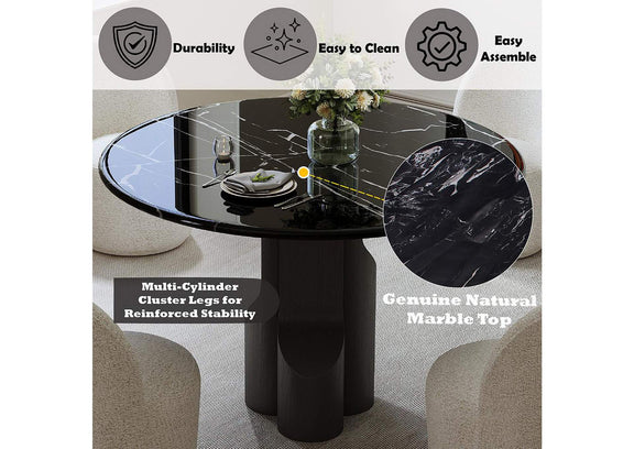 DN04795 Kinton Round Dining Table with Natural Marble Top