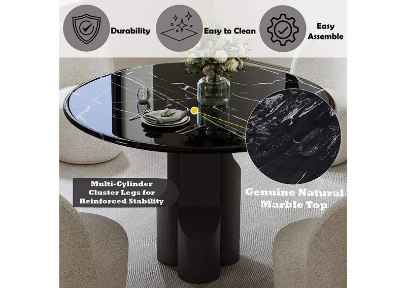 DN04795 Kinton Round Dining Table with Natural Marble Top