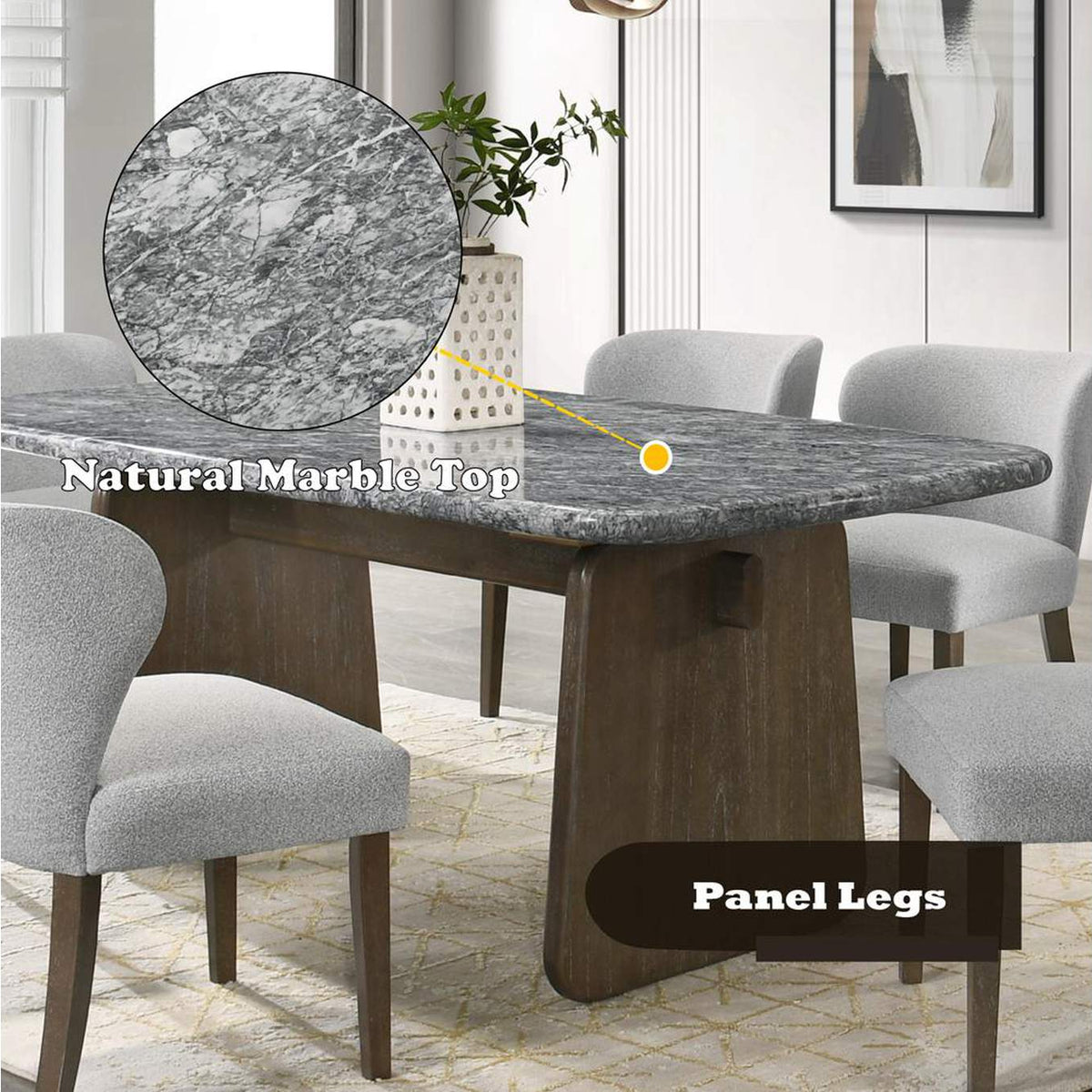 DN04815 Dillon Dining Table with Natural Marble Top