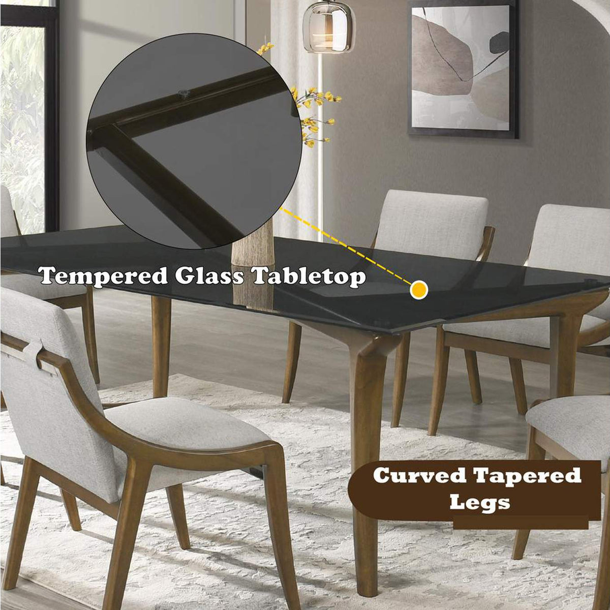 DN06150 Danzel Dining Table with Glasss Top
