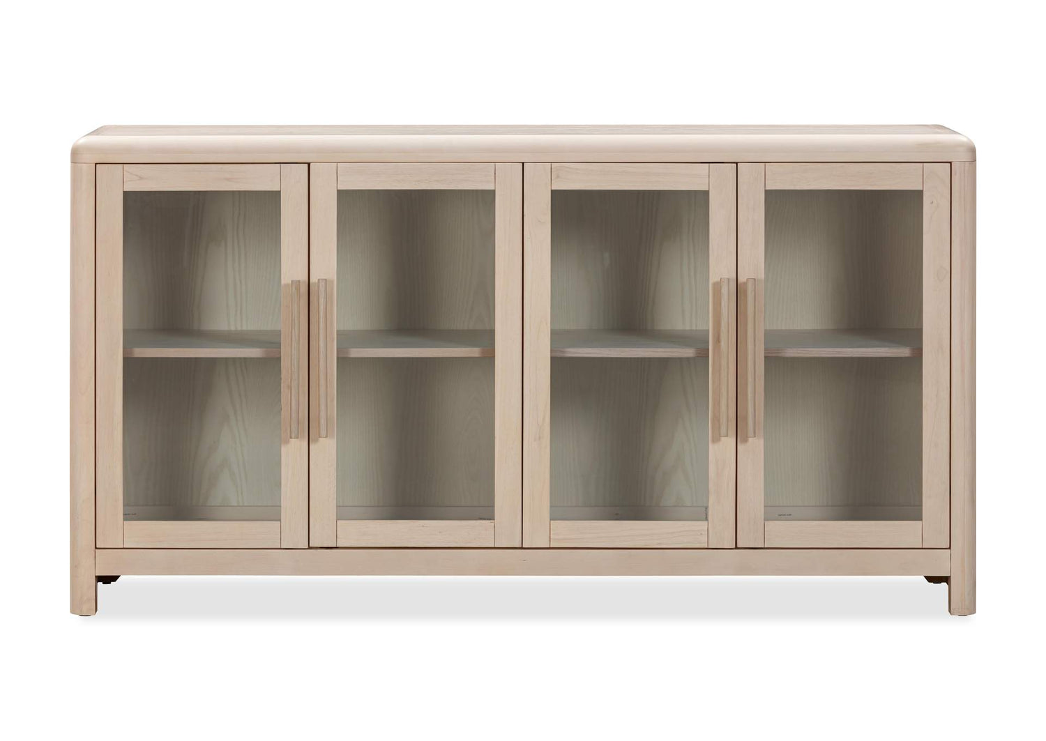 QHTP79 Liv Glass Door Ash Wood Sideboard In White Sand