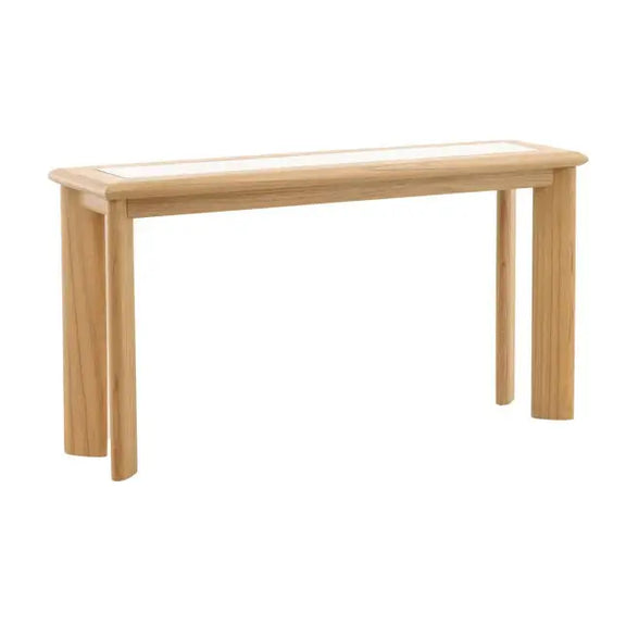 Wooden console table on a white background
