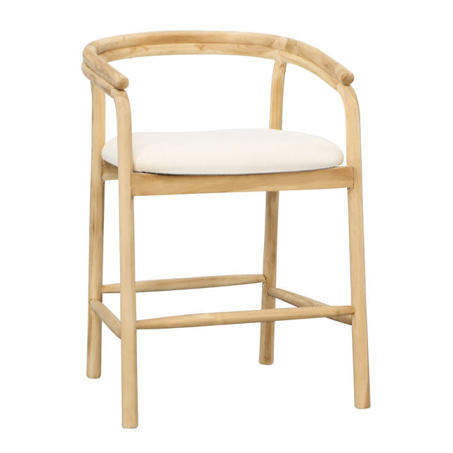 Wooden chair with a white cushion on a white background