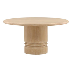 Round wooden table on a white background