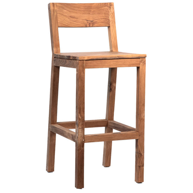 Wooden bar stool on a white background