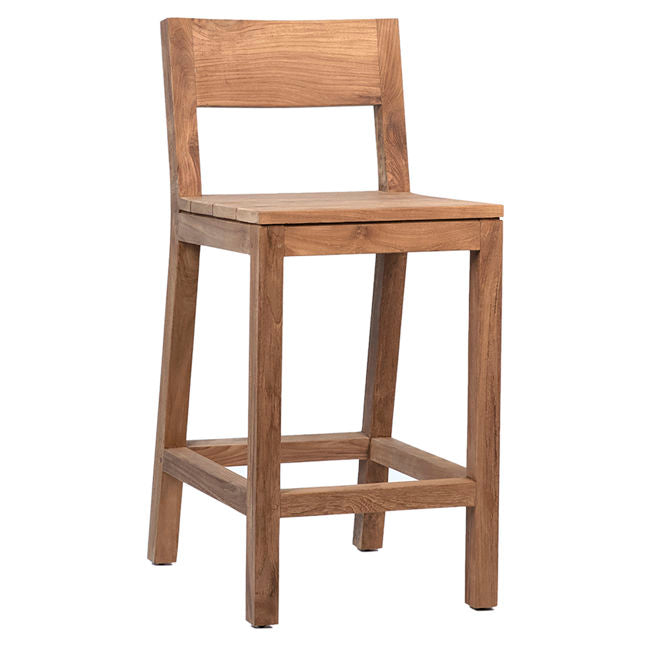 Wooden bar stool with a white background