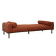 Brown sofa with curved design on a white background