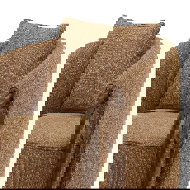 Brown textured armchair with a pillow on a white background