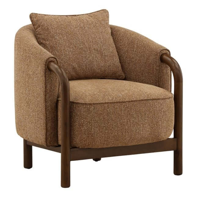 Brown armchair with a pillow on a white background