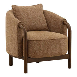 Brown armchair with a pillow on a white background