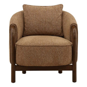 Brown armchair with a cushion on a white background