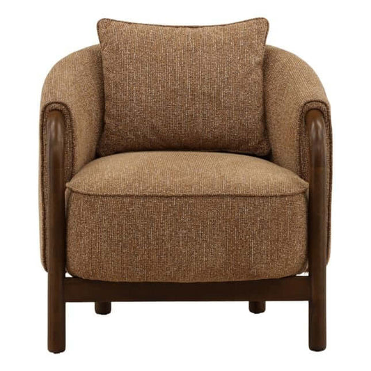 Brown armchair with a cushion on a white background