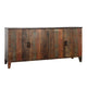 Wooden sideboard with a rustic design on a white background