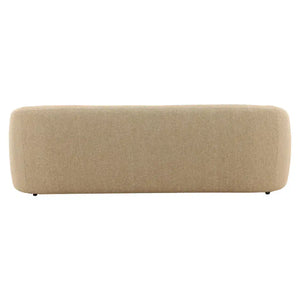 Beige rectangular ottoman on a white background
