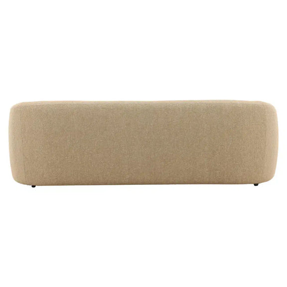Beige rectangular ottoman on a white background