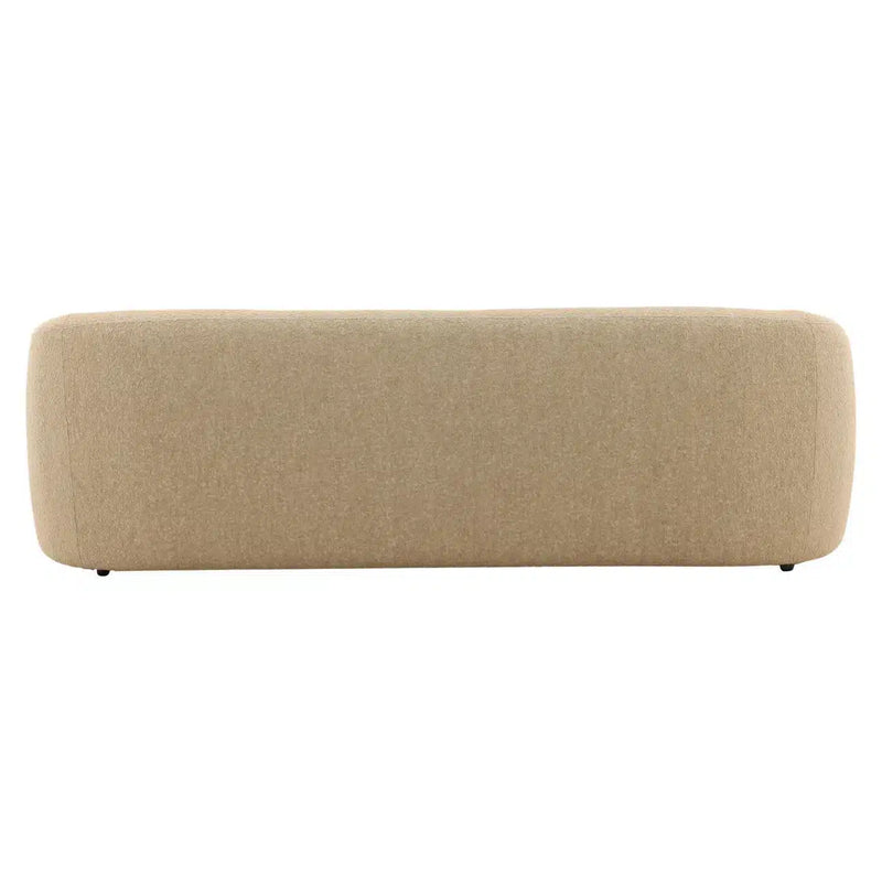 Beige rectangular ottoman on a white background