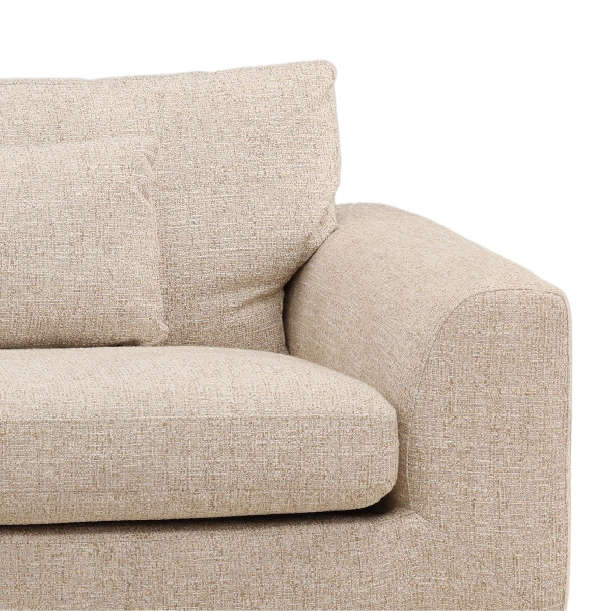 Beige fabric sofa on a white background