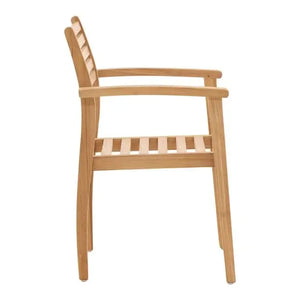Wooden chair with armrests on a white background